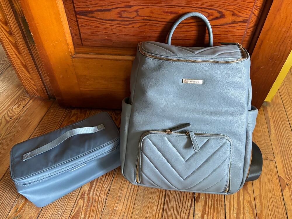 MinkeeBlue Nichet Convertible Backpack Blue Vegan Leather